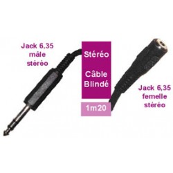 CORDON JACK 6,35 STEREO MALE / FEM 5m