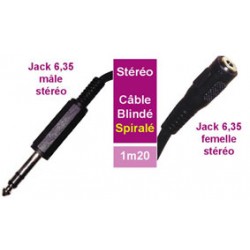 CORD JACK 6,35 STEREO MALE/ EM 5m SPIRAL