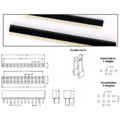 BARRETTES FEMELLE DROITE PAS 1,27mm 36C.