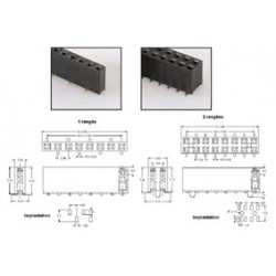 BARRETTES FEMELLES DROITES CMS 2,54 40C