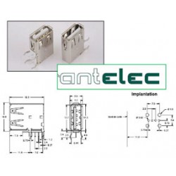 ANTELEC USB A FEMELLE VERTICALE COUDE