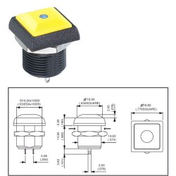 APEM POUSSOIR CARRE LUMINEUX LED BLEUE