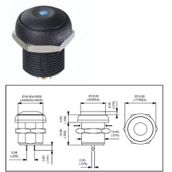 APEM POUSSOIR ROND NOIR NO + LED VETE