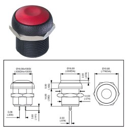 APEM POUSSOIR ROND ROUGE IP67 NO