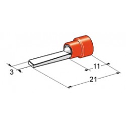 EMBOUTS  DE CABLAGE PLAT 3x10mm ROUGE