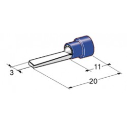 EMBOUTS DE CABLAGE PLAT 3 x 9 mm BLEU