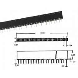 BARRETE 1X40 FEM THT PIN 40 2,54 MM