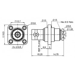 BNC 50OHMS A SERTIR  POUR CABLE  5mm