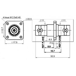 ADAPTATEUR BNC FEM./FEM. PLATINE 50 Ohms