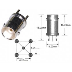 EMBASE BNC FEMELLE 50Ohms COURTE POUR CI