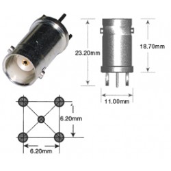 EMBASE BNC FEMELLE 50 Ohms POUR C.I.