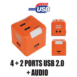 HUB 4 PORTS USB 2.0 + 2 PORTS AUDIO