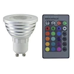 LED 3 WATT GU10 RGB + TELECOMMANDE BLIS