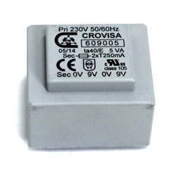 TRANSFO MOULE 2x9V 2x250mA 5VA LOT 3P