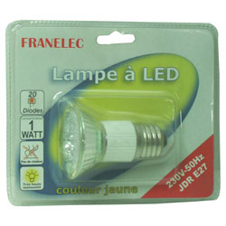 LAMPE 20 LEDS JAUNES - E27- 1W- 220Vac