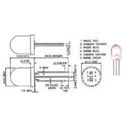 LED ARC-EN-CIEL 10mm BOIT.BLANC 6PATTES