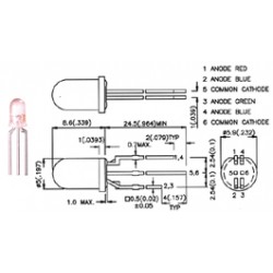 LED RVB RGB 5 MULTICOLORE 6 PATTES