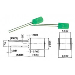 LED CARREE 5X5 mm VERTE 5mcd