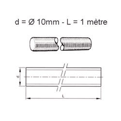 Tige filete M10 x 1000mm