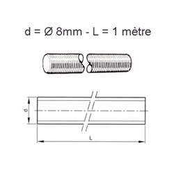 Tige filete M8 x 1000mm