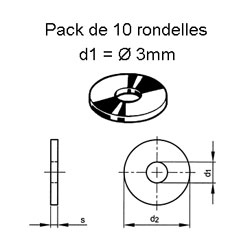 10 rondelles mtal 3mm