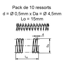 10 ressorts 0,5 x 4,5 x 15mm