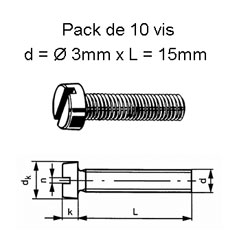 10 vis mtal M3 x 15