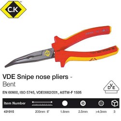 CK 431015 PINCE  RONDE COUDEE VDE 200mm