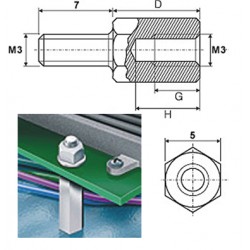 ENTRETOISES METAL MALE/FEM. 5x3x4 mm