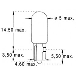 AMPOULES CULOT VERRE W2 5X20 12 V 1,2W